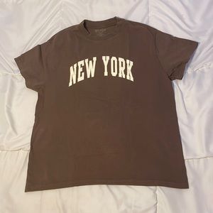 PacSun Brandy Melville John Galt New York T Shirt Brown Short Sleeve